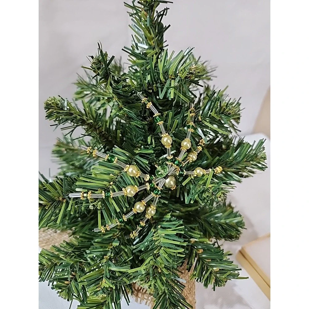 Christmas‎ Spider Ornament  Hand Crafted One Of A Kind Greens And Gold